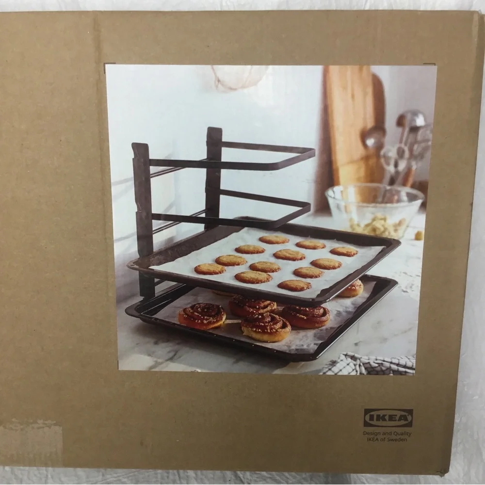 IKEA Foldable Baking Sheet Rack Svartabborre 4 Tier Metal Black
